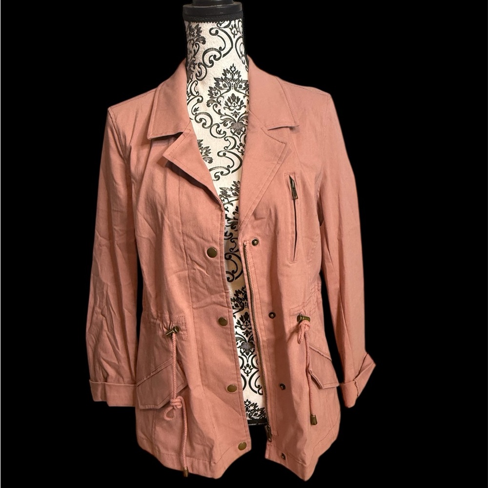 Women's Dusty Rose Utility Jacket with Drawcord Waist